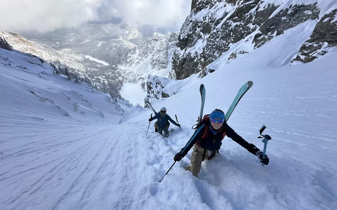 Skiing Consequential Avalanche Terrain in Winter in Colorado